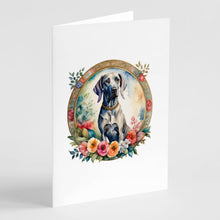 Load image into Gallery viewer, Weimaraner and Flowers Greeting Cards -  Blank Note Cards – 8-Pack of Artist-Designed Cards with Envelopes