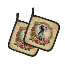 Load image into Gallery viewer, Weimaraner and Flowers Pot Holders - Set of 2 Decorative Kitchen Helpers | Made in the USA