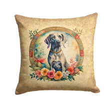 Load image into Gallery viewer, Weimaraner and Flowers Throw Pillow - 14x14 Decorative Pillow – Art for Your Home &amp; Patio
