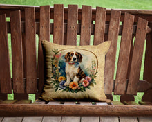 Load image into Gallery viewer, Welsh Springer Spaniel and Flowers Throw Pillow - 14x14 Decorative Pillow – Art for Your Home &amp; Patio