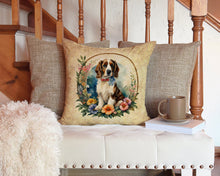 Load image into Gallery viewer, Welsh Springer Spaniel and Flowers Throw Pillow - 14x14 Decorative Pillow – Art for Your Home &amp; Patio
