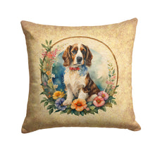 Load image into Gallery viewer, Welsh Springer Spaniel and Flowers Throw Pillow - 14x14 Decorative Pillow – Art for Your Home &amp; Patio
