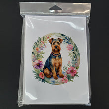 Load image into Gallery viewer, Welsh Terrier and Flowers Greeting Cards -  Blank Note Cards – 8-Pack of Artist-Designed Cards with Envelopes