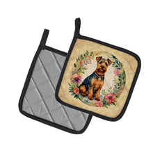 Load image into Gallery viewer, Welsh Terrier and Flowers Pot Holders - Set of 2 Decorative Kitchen Helpers | Made in the USA