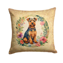 Load image into Gallery viewer, Welsh Terrier and Flowers Fabric Decorative Pillow