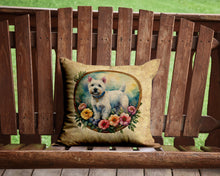 Load image into Gallery viewer, Westie and Flowers Throw Pillow - 14x14 Decorative Pillow – Art for Your Home &amp; Patio