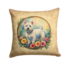 Load image into Gallery viewer, Westie and Flowers Throw Pillow - 14x14 Decorative Pillow – Art for Your Home &amp; Patio