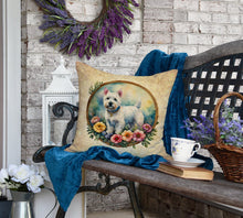 Load image into Gallery viewer, Westie and Flowers Fabric Decorative Pillow