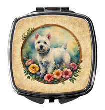 Load image into Gallery viewer, Westie and Flowers Compact Mirror – Stylish Purse Mirror with Artistic Covers