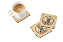 Load image into Gallery viewer, Yorkshire Terrier and Flowers Coasters - Set of 4 Lightweight Foam, Absorbent Drink Coasters