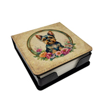 Load image into Gallery viewer, Yorkshire Terrier and Flowers PU Leather Note Paper Holder