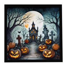 Load image into Gallery viewer, Graveyard Spooky Halloween Framed Metal Print