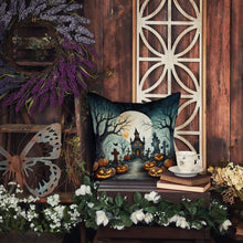 Load image into Gallery viewer, Graveyard Spooky Halloween Throw Pillow - 14x14 Decorative Pillow – Art for Your Home &amp; Patio