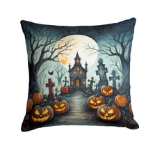 Load image into Gallery viewer, Graveyard Spooky Halloween Throw Pillow - 14x14 Decorative Pillow – Art for Your Home &amp; Patio