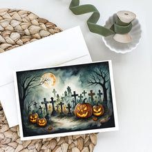 Load image into Gallery viewer, Graveyard Spooky Halloween Greeting Cards -  Blank Note Cards – 8-Pack of Artist-Designed Cards with Envelopes