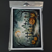 Load image into Gallery viewer, Graveyard Spooky Halloween Greeting Cards -  Blank Note Cards – 8-Pack of Artist-Designed Cards with Envelopes