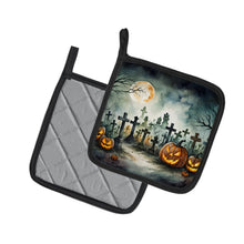 Load image into Gallery viewer, Graveyard Spooky Halloween Pot Holders - Set of 2 Decorative Kitchen Helpers | Made in the USA