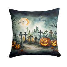 Load image into Gallery viewer, Graveyard Spooky Halloween Throw Pillow - 14x14 Decorative Pillow – Art for Your Home &amp; Patio