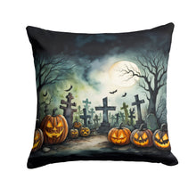 Load image into Gallery viewer, Graveyard Spooky Halloween Throw Pillow - 14x14 Decorative Pillow – Art for Your Home &amp; Patio