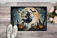 Load image into Gallery viewer, Flying Witch Spooky Halloween Doormat -  18x27 Decorative Floor Mat – Indoor/Outdoor Rug