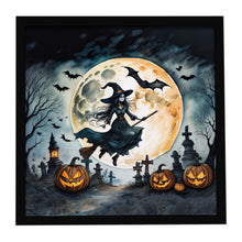 Load image into Gallery viewer, Flying Witch Spooky Halloween Framed Metal Print