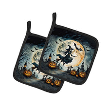 Load image into Gallery viewer, Flying Witch Spooky Halloween Pot Holders - Set of 2 Decorative Kitchen Helpers | Made in the USA