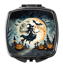Load image into Gallery viewer, Flying Witch Spooky Halloween Compact Mirror – Stylish Purse Mirror with Artistic Covers