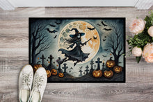 Load image into Gallery viewer, Flying Witch Spooky Halloween Doormat -  18x27 Decorative Floor Mat – Indoor/Outdoor Rug