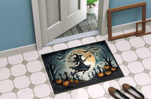 Load image into Gallery viewer, Flying Witch Spooky Halloween Doormat -  18x27 Decorative Floor Mat – Indoor/Outdoor Rug