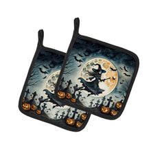 Load image into Gallery viewer, Flying Witch Spooky Halloween Pot Holders - Set of 2 Decorative Kitchen Helpers | Made in the USA