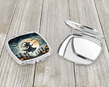 Load image into Gallery viewer, Flying Witch Spooky Halloween Compact Mirror – Stylish Purse Mirror with Artistic Covers