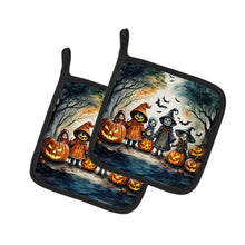 Load image into Gallery viewer, Trick or Treaters Spooky Halloween Pot Holders - Set of 2 Decorative Kitchen Helpers | Made in the USA