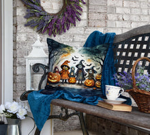Load image into Gallery viewer, Trick or Treaters Spooky Halloween Fabric Decorative Pillow