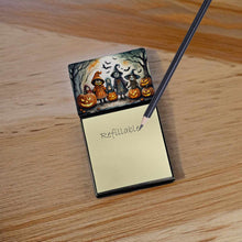 Load image into Gallery viewer, Trick or Treaters Spooky Halloween Sticky Note Holder- Refiilable Desk Accessory Note Pad