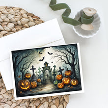 Load image into Gallery viewer, Graveyard Spooky Halloween Greeting Cards -  Blank Note Cards – 8-Pack of Artist-Designed Cards with Envelopes