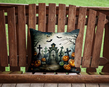 Load image into Gallery viewer, Graveyard Spooky Halloween Throw Pillow - 14x14 Decorative Pillow – Art for Your Home &amp; Patio