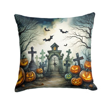 Load image into Gallery viewer, Graveyard Spooky Halloween Throw Pillow - 14x14 Decorative Pillow – Art for Your Home &amp; Patio