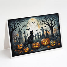 Load image into Gallery viewer, Black Cat Spooky Halloween Greeting Cards -  Blank Note Cards – 8-Pack of Artist-Designed Cards with Envelopes