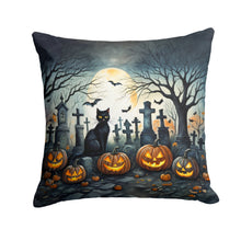 Load image into Gallery viewer, Black Cat Spooky Halloween Throw Pillow - 14x14 Decorative Pillow – Art for Your Home &amp; Patio