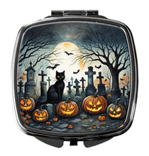 Load image into Gallery viewer, Black Cat Spooky Halloween Compact Mirror – Stylish Purse Mirror with Artistic Covers