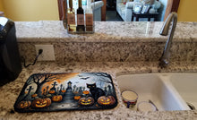 Load image into Gallery viewer, Black Cat Spooky Halloween Dish Drying Mat