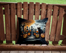 Load image into Gallery viewer, Black Cat Spooky Halloween Throw Pillow - 14x14 Decorative Pillow – Art for Your Home &amp; Patio