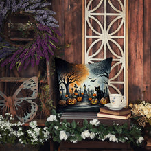 Load image into Gallery viewer, Black Cat Spooky Halloween Throw Pillow - 14x14 Decorative Pillow – Art for Your Home &amp; Patio