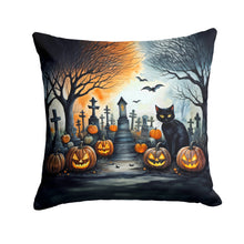 Load image into Gallery viewer, Black Cat Spooky Halloween Throw Pillow - 14x14 Decorative Pillow – Art for Your Home &amp; Patio