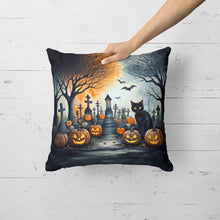 Load image into Gallery viewer, Black Cat Spooky Halloween Fabric Decorative Pillow