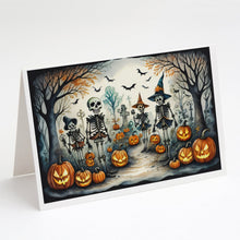 Load image into Gallery viewer, Calacas Skeletons Spooky Halloween Greeting Cards -  Blank Note Cards – 8-Pack of Artist-Designed Cards with Envelopes