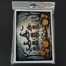 Load image into Gallery viewer, Calacas Skeletons Spooky Halloween Greeting Cards -  Blank Note Cards – 8-Pack of Artist-Designed Cards with Envelopes