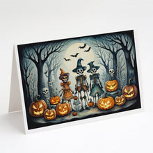Load image into Gallery viewer, Calacas Skeletons Spooky Halloween Greeting Cards -  Blank Note Cards – 8-Pack of Artist-Designed Cards with Envelopes