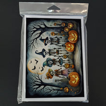 Load image into Gallery viewer, Calacas Skeletons Spooky Halloween Greeting Cards -  Blank Note Cards – 8-Pack of Artist-Designed Cards with Envelopes