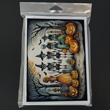 Load image into Gallery viewer, Calacas Skeletons Spooky Halloween Greeting Cards -  Blank Note Cards – 8-Pack of Artist-Designed Cards with Envelopes